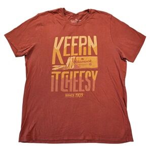 Tillamook Keepin It Cheesy Graphic T-Shirt Mens 2XL Rust Red Cotton Symmetree